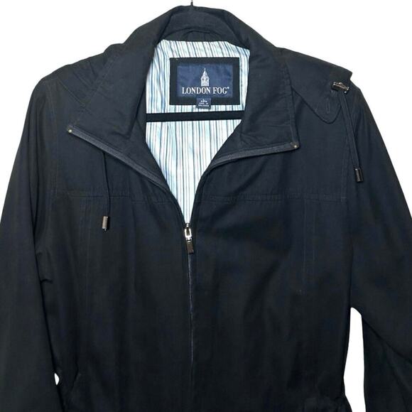 London Fog Women’s Water Resistant Hooded Raincoat Black Size Large - Picture 3 of 9